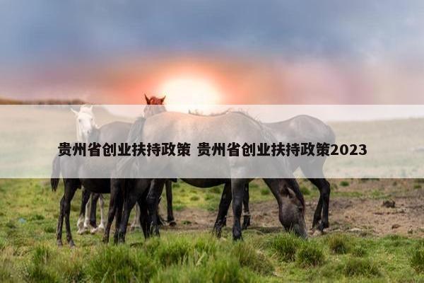 贵州省创业扶持政策 贵州省创业扶持政策2023